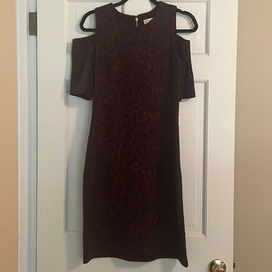 Michael Kors red and black cold shoulder dress